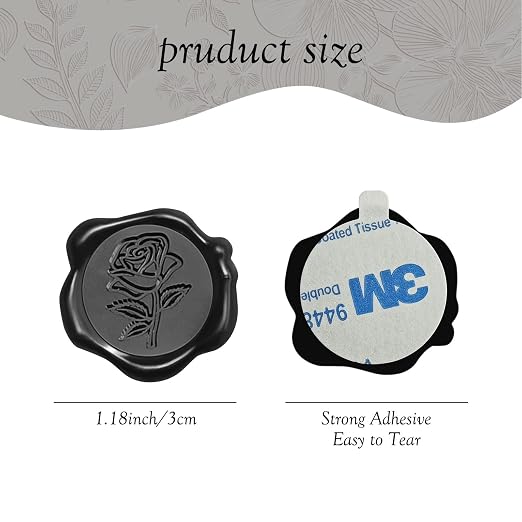 50 Pcs Black Wax Seal Stickers - Rose Style, Self Adhesive Wax Seal for Wedding Invitation, Good Adhesion, Black Rose Envelope Seals Stickers Perfect for Wedding Invitation, Scrapbooking