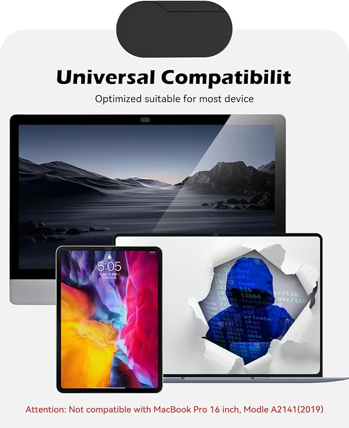 CloudValley [2-Pack Upgrade Rotating] Webcam Cover Slide, 0.015 Inch Ultra-Thin Metal Web Camera Cover for MacBook Pro/Air, iMac, Laptop, PC Accessories, iPad, iPhone, Protect Your Privacy (Black)