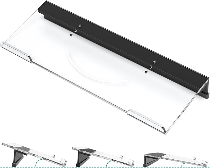 Ergonomic Computer Keyboard Stand - Adjustable Keyboard Riser Tilt Clear and Black Acrylic Keyboard Tray Non-Slip Elevated Typing Key Board Holder Lift for Home Office Desk Accessories