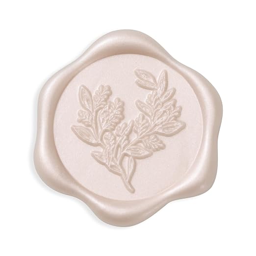 UNIQOOO Wax Seal Stickers - Eucalyptus Wedding Invitation Envelope Seal Stickers, 50 Pcs Self- Adhesive Champagne Stickers, Perfect for Invitation, Christmas, Gift Wrapping, Party