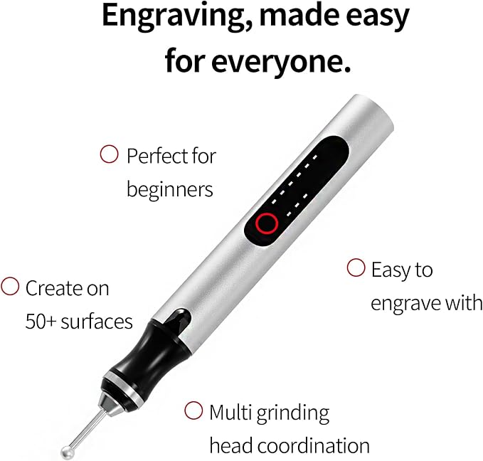 Wireless Engraving Pen Kit - Precision Tool for Artists & DIY | Engrave Jade, Wood, Metal, Polish Phone Chips | Smooth & Powerful with,engraver wood carving tool engraving machine！ (Silver + Black)