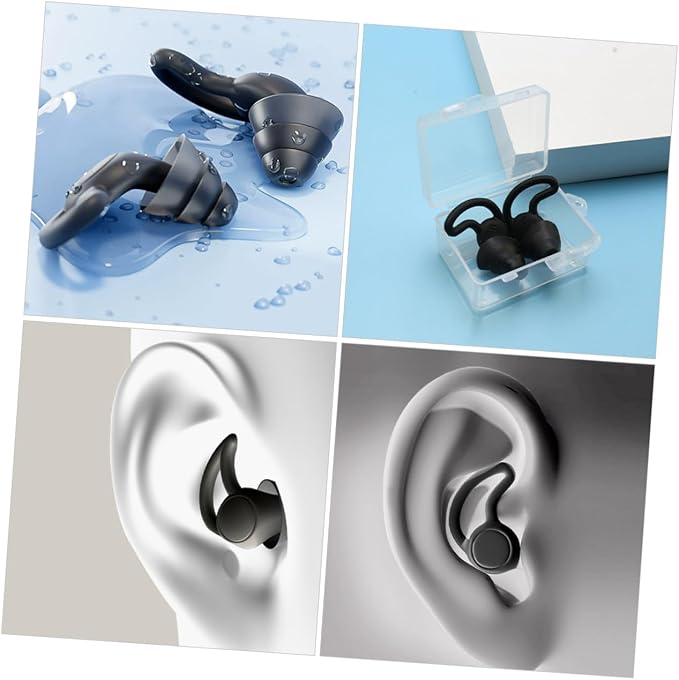 2pcs Noise Cancelling Silicone and Studying Comfortable Reusable for Musicians Work Nap and Noise Reduction Black