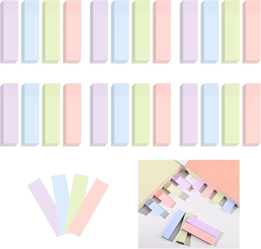 BAYTORY 6 Pads Pastel Index Tabs, Small Sticky Notes, 4 Colors Self-Stick Note Pads, Easy to Post for School Office Notebook (3x0.7 Inch)