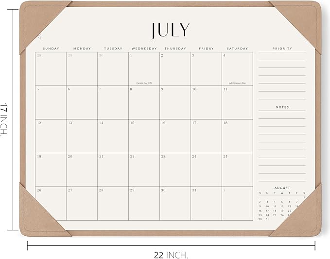 Jotsome Desk Calendar 2026 - 2027 with Desktop Mat, Large Desk Pad Calendar From July 2026 to December 2027 22x17 inch, Desk Blotter Calendar for Home Office and School, Easy Planning, Gift for the Holidays, Apricot