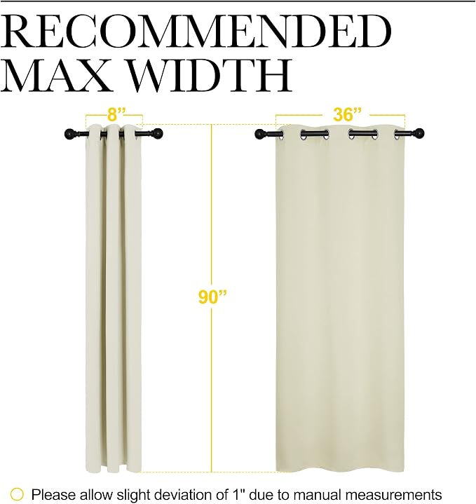 NICETOWN Room Darkening Curtain Panels - Baby Room Curtains 90 inches Long, Privacy Draperies (Beige, 42 inch Width, 2 Panels)