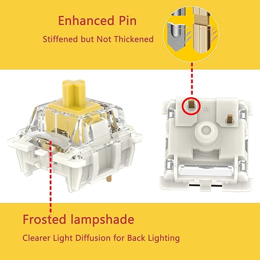 Gateron G Pro 3.0 Yellow Switches for Mechanical Keyboard,3-Pin 50gf Linear/Pre-Lubed/Pin-Enhanced Switches(108pcs,Yellow,3-Pin)