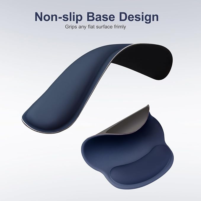MOSISO Wrist Rest Support for Mouse Pad&Keyboard Set, Streamline Ergonomic Mousepad&Coaster Non-Slip Base Home/Office Pain Relief&Easy Typing Pad with Soft Cloth&Silicone Lining, Navy Blue