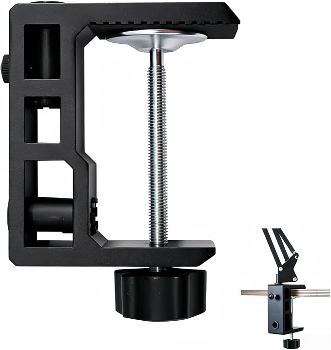 Replacement Heavy Duty C Clamp for 1/2” and 5/8” Hole Base Magnifying Lamp,Desk Lamp,Swing Arm Lamp,Phone I pad Mount,Tablet Mic Holder,Table Mount Clamp for Microphone Stand Mic Boom Arm (G2 BLACK)