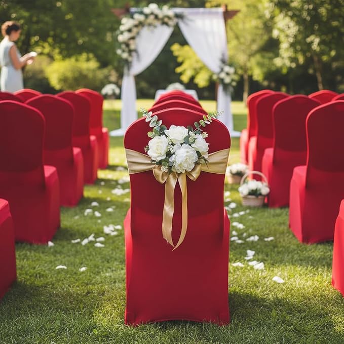 Stretch Polyester Dining Chair Cover Slipcover for Wedding Banquet Party Dining Room (Red)