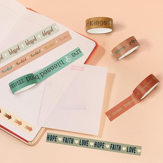 24 Rolls Back to School Christian Washi Tape Gifts Bulk Graduation VBS Religious Scripture Boho Bible Verse Washi Tape for Bible Journaling Crafting Students BibleStudy Stationery