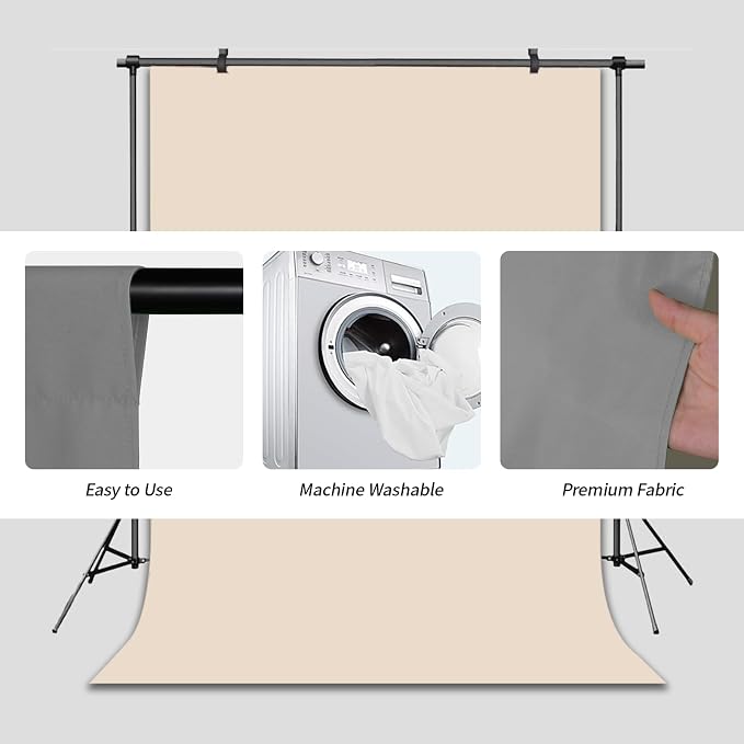 Beige Backdrop Background for Photography Photo Booth Backdrop for Photoshoot Background Screen Video Recording Parties Curtain 6x9FT