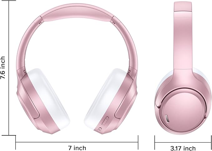 Hybrid Active Noise Cancelling Bluetooth 6.0 Headphones 120H Playtime 6 ENC Clear Call Mic, Over Ear Headphones Wireless with Hi-Res Audio Comfort Earcup Low Latency ANC Headphone for Travel Workout