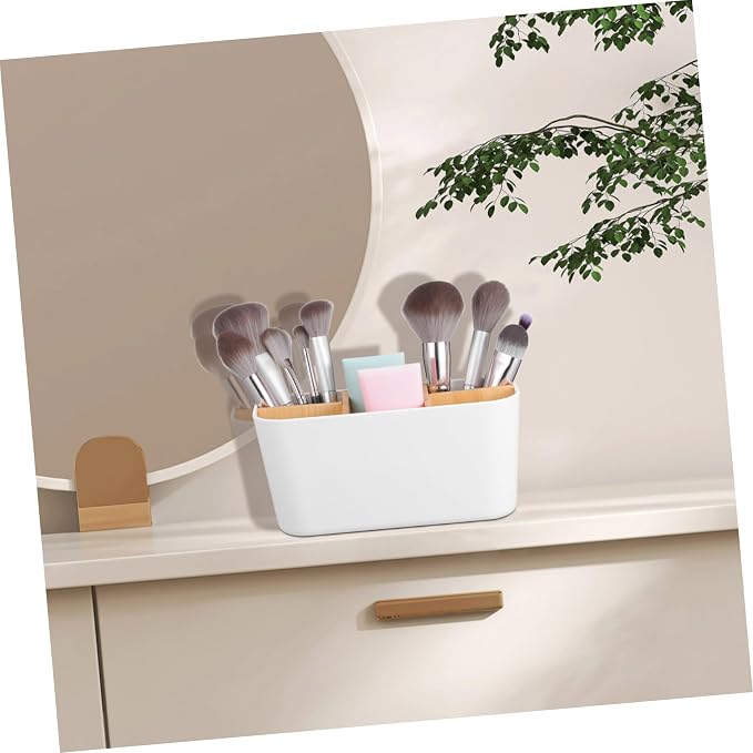 STOBOK Desktop Organizer Caddy Modern Plastic Pen Holder for Desk Aesthetic Tabletop Storage Versatile Office Supplies Easy Maintenance Detachable Design