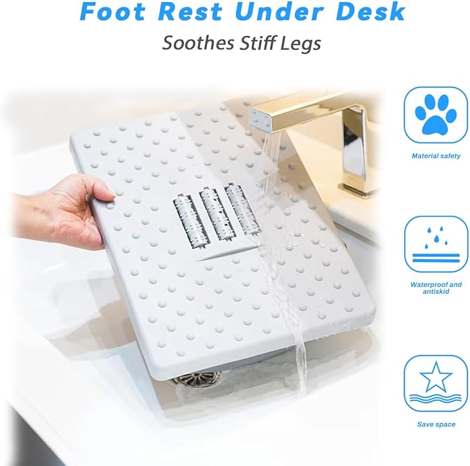 Foot Rest Under Desk, Larger Size Office Desk Footrest,Rocking Foot Nursing Stool,Rocker Balance Board,Ergonomic Design for Posture Support, Office and Home Use (White)