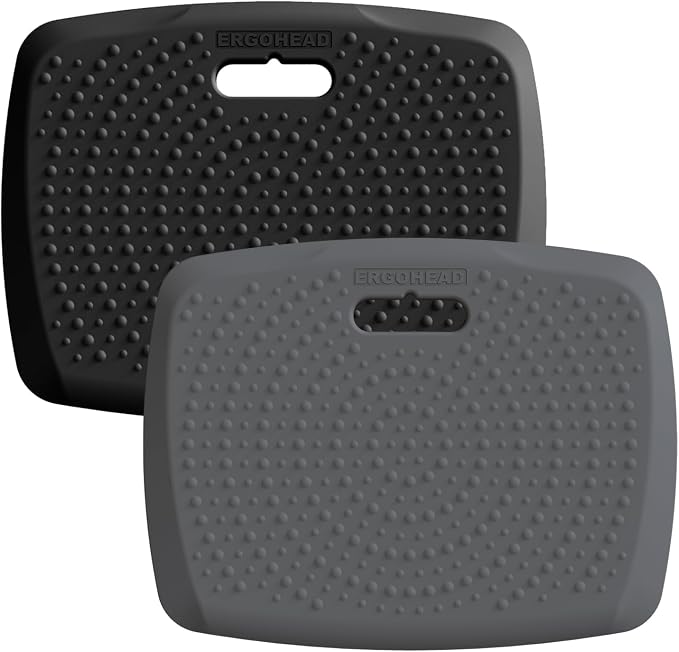 Anti Fatigue Kitchen Floor Mat Comfort Standing Mat, Portable Office Standing Desk Mat, Multi-Purpose Kitchen Rug, Built-in Handle with Massage Points Comfort Floor Mat(Black+Gray, 17" x 22")
