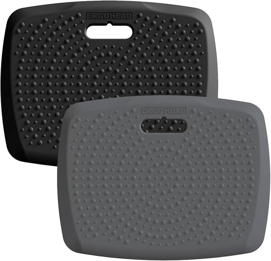 Anti Fatigue Kitchen Floor Mat Comfort Standing Mat, Portable Office Standing Desk Mat, Multi-Purpose Kitchen Rug, Built-in Handle with Massage Points Comfort Floor Mat(Black+Gray, 17" x 22")
