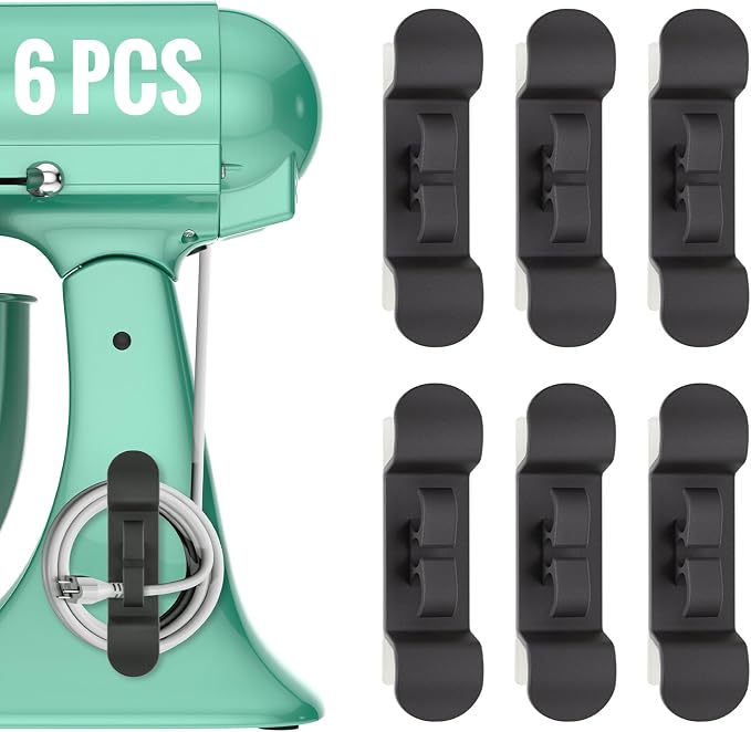 Daisyhome 6PCS Cord Organizer for Appliances, Upgraded Appliance Cord Wrap | Cord Holder Stick on Pressure Cooker, Coffee Maker, Air Fryer and Blender