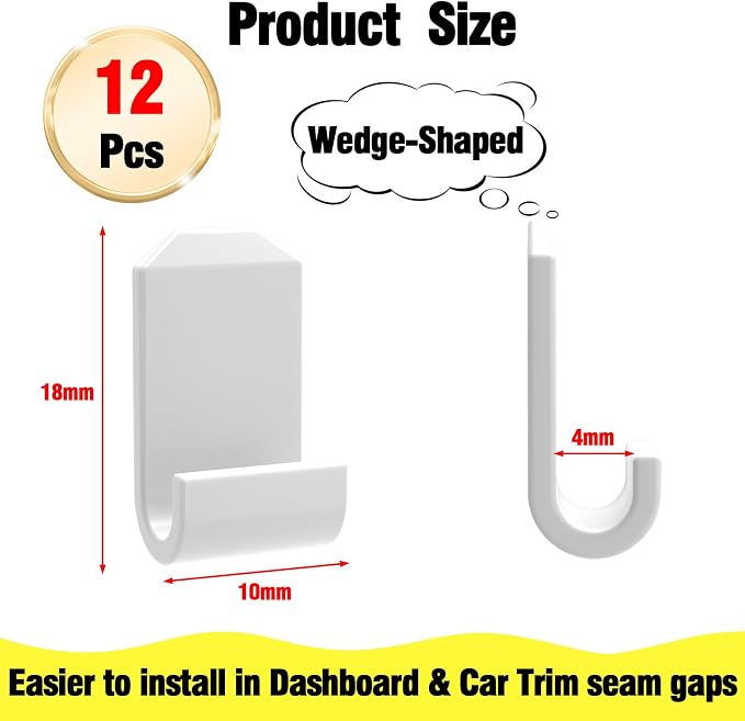12 Pcs Car Trim Cable Clips, Car Cable Management Wire Organizer Cord-W(02) | Neatly Organize Cables for Vehicle Interior, Easy Installation, Ideal for Phone Chargers, Dash Cams and More