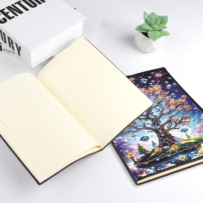 FRANDEK A5 50-Page DIY Tree of Life Diamond Art Painting Notebook with Beautiful Patterns, Special Shaped Diamond Art Craft for Beginners Adults Gift