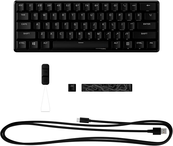 HyperX Alloy Origins 60 - Mechanical Gaming Keyboard, Ultra Compact 60% Form Factor, Double Shot PBT Keycaps, RGB LED Backlit, NGENUITY Software Compatible - Linear HyperX Red Switch,Black