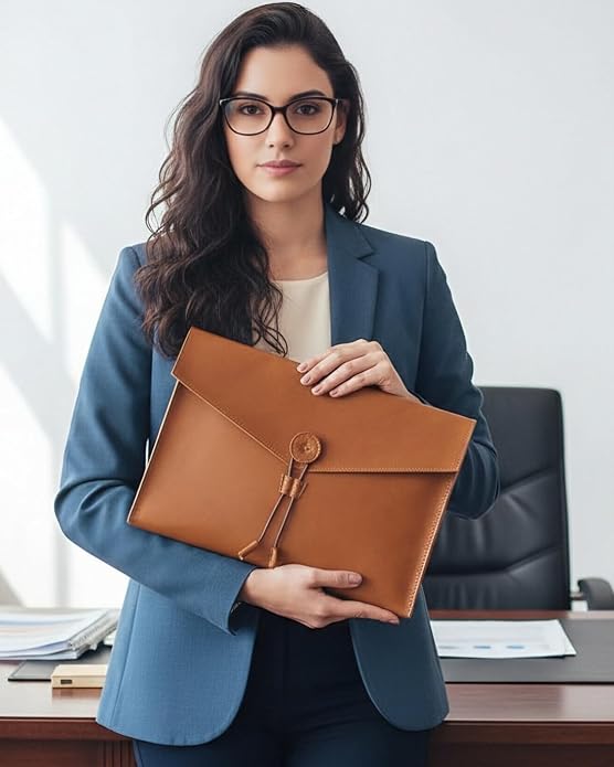 Carrier Bag Case Genuine Leather Portfolio Folder Document Organizer Laptop & Tablet,Folio Case for Men & Women