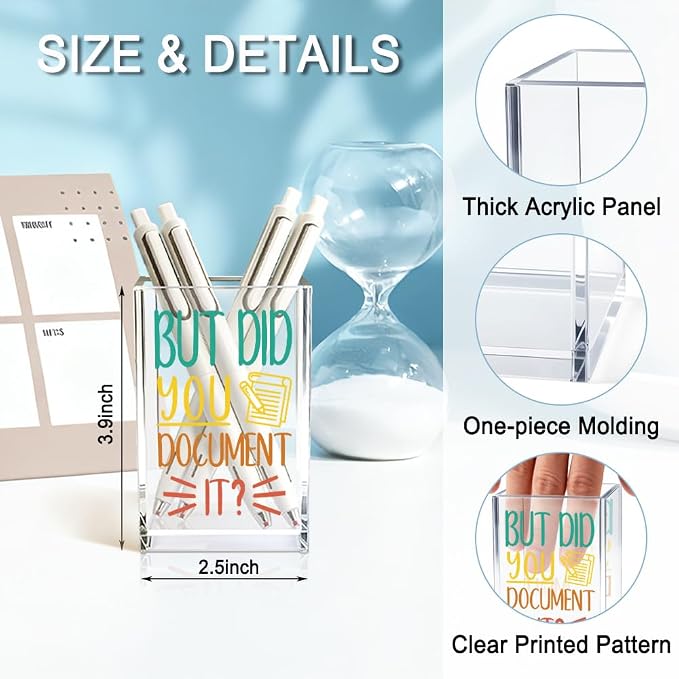 Funny But Did You Document It Acrylic Cosmetic Pen Holder Cup Gifts | Pencil Holder for Office Desk Accessories for Coworker Boss Nurse HR, Office Desk Pen Organizer, Marker Holder Work Gifts