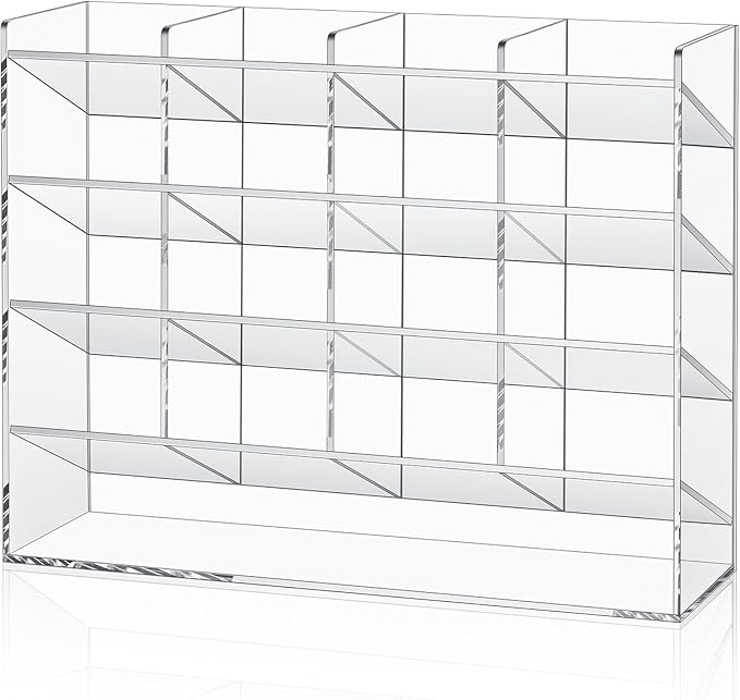 MotiMind Acrylic Pen Organizer Storage for 200 Markers Vertical Marker Organizer Acrylic Pen Display Holder for Office Desk Desktop Stationery Pencil Storage, Clear, 13 x 4 x 10.2 Inch