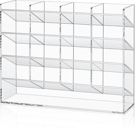 MotiMind Acrylic Pen Organizer Storage for 200 Markers Vertical Marker Organizer Acrylic Pen Display Holder for Office Desk Desktop Stationery Pencil Storage, Clear, 13 x 4 x 10.2 Inch