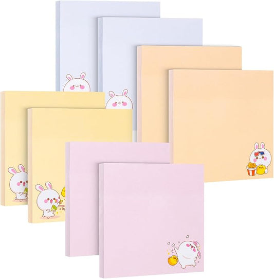 Mr. Pen- Aesthetic Sticky Notes, 3"x3", 8 Pads, 400 Sheets, 4 Designs | Cute Rabbit Sticky Notes, Self-Stick Note Pads Aesthetic, Perfect for Office, School, Home, Study & Organization