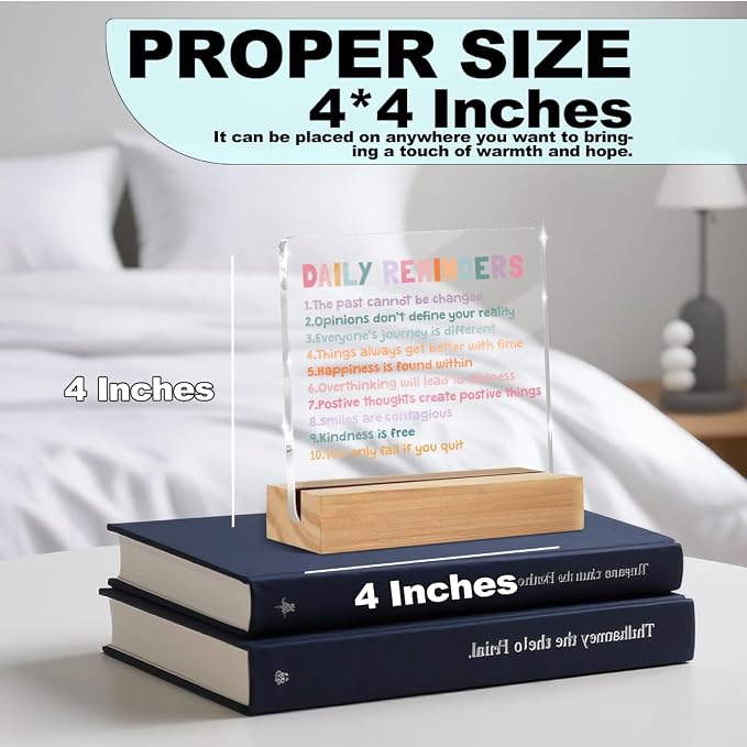 Inspirational Motivational Gifts Employee Appreciation Gift Little Reminder | You are Enough Clear Desk Decorative Sign Acrylic Sign With Wooden Stand for Office Table Shelf Decor Desk Accessories