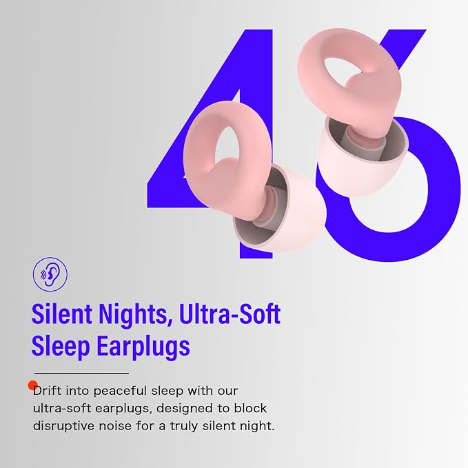 Ear Plugs for Sleeping Noise Cancelling, Reusable 35-46dB Noise Reduction Earplugs with 7 Silicone Ear Tips & Carry Case, Comfortable Hearing Protection for Sleep, Work, Study, Travel & Concerts Pink