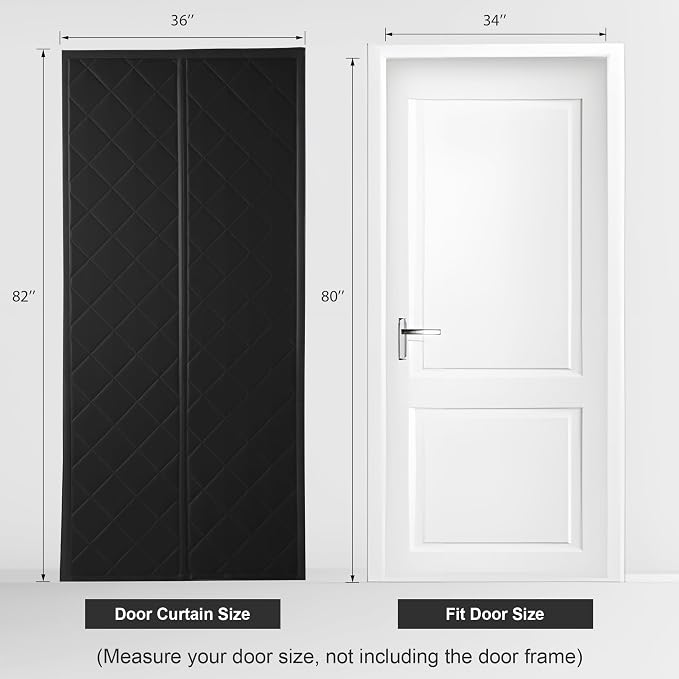 RYB HOME Summer Heat Blocking Thick Quilted Insulated Curtains, Thermal Insulated Curtains Room Divider for Energy Saving Window Treatment for Bedroom Living Room, W36 x L82, Black, 1 Panel