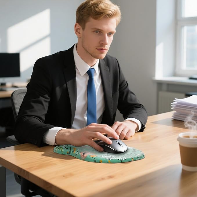 MROCO Ergonomic Mouse Pad with Wrist Support, 11.8 x 7.8 in, Garden Whispers