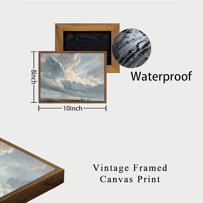 OIQArtOIQ Vintage Landscape Canvas Wall Art Framed Natural Scenery Painting Artwork Prints France Country Wilderness Farmhouse Decor Pictures Kitchen Bedroom Living Room Bathroom
