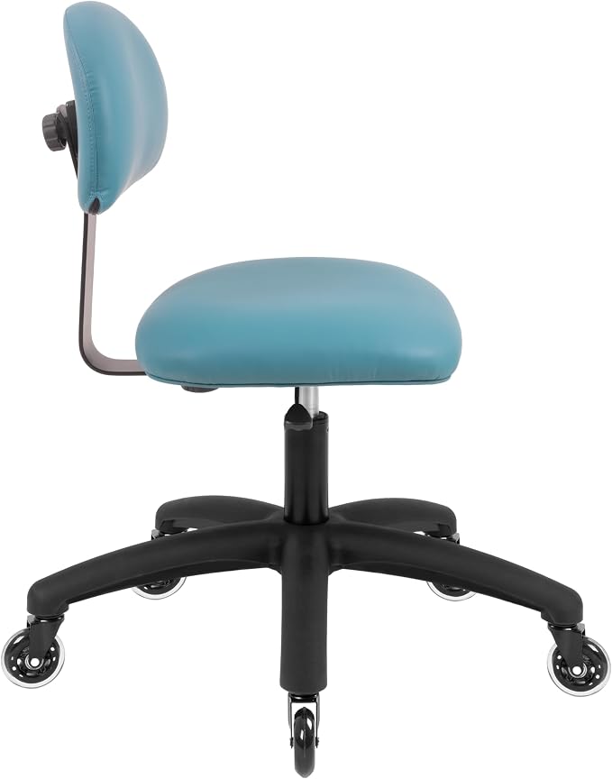FSS Series Square seat Low (18"-23") seat Height Chair. Vinyl-for Office, Garage, Desk, Shop, Computer, Doctor, Medical, Easy to Clean! No Footring (Aqua, Low, Rubber Roller Casters)