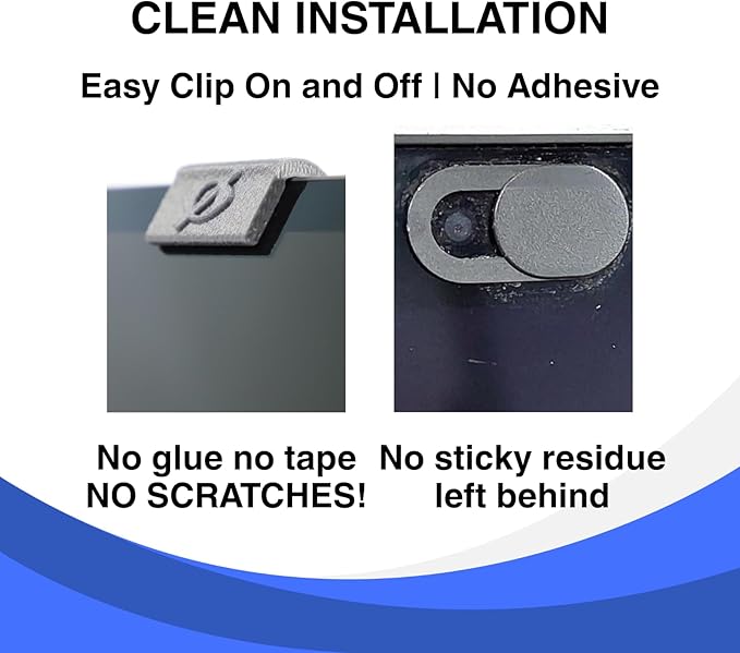 Laptop Tablet Webcam Cover for Privacy Flexible Slide Easy to Install and Remove No Adhesive No Damage No Marks Made in The USA (6 Pack)