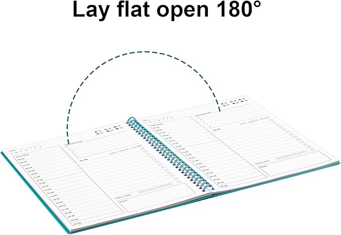 Daily Planner Undated, To Do List Notebook with Hourly Schedule, Time Management Manual and Planner, Personal Organizers, 7.6"x10.2", 48 Sheets/96 Pages, Green