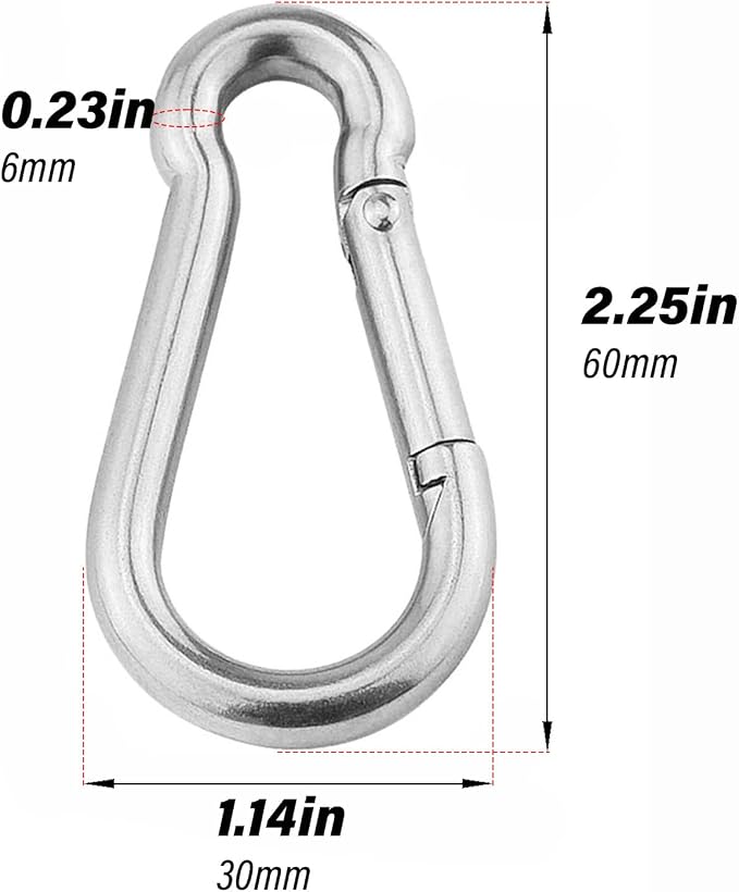 3.15 Inch 4 Pack Spring Snap Hook Carabiner, Cable Machine Accessories for Home Gym Pulldown Attachment, Exercise Machine, Heavy Duty Steel Clip for Outdoor Fitness