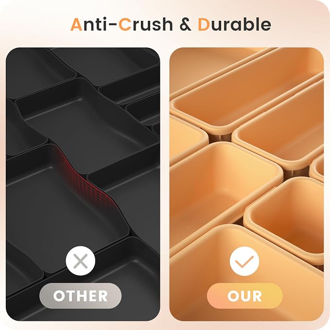 A-LUGEI【𝟰𝟲𝗣𝗖𝗦】【5 Size】Tool Box Organizer Tray Divider Set, 【Orange】 Desk Drawer Organizer,Garage Organization and Storage Toolbox Accessories Rolling Tool Chest Cart Cabinet WorkBench Part