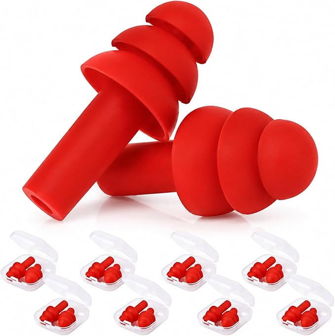 24 Pairs Red Ear Plugs Bulk NRR 29dB Reusable Silicone Ear Plugs with Plastic Cases Soft Foam Plug for Sleeping Noise Cancelling Concerts Shooting Swimming Noise Reduction