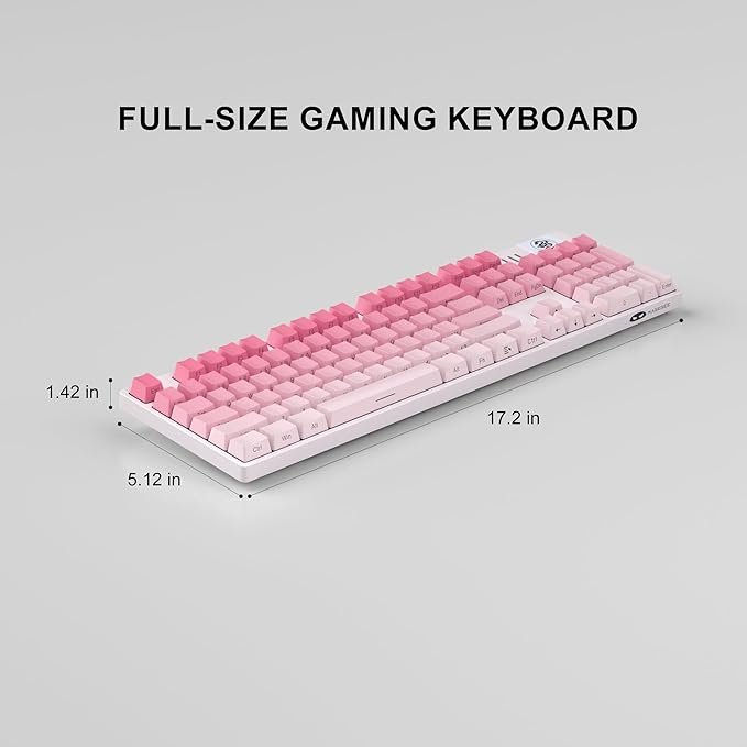 MageGee MK-Storm Mechanical Gaming Keyboard, 104 Keys Wired Light Up Keyboard with Linear Red Switch, RGB Backlit, Side Printed Keycaps, N-Key Rollover for Laptop, Desktop, PC (Gradient Pink)