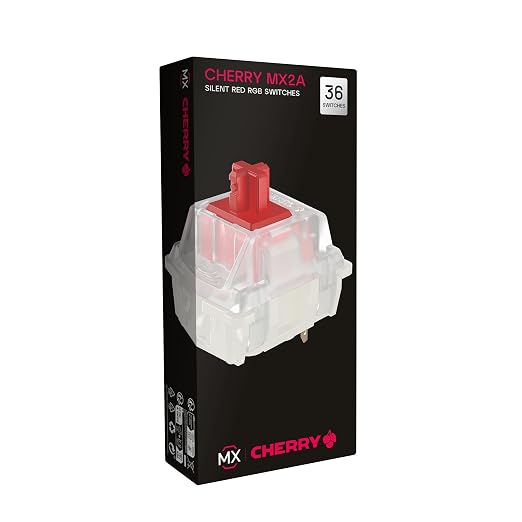 CHERRY MX2A RGB Silent RED Switch Kit, 36 Mechanical Keyboard Switches, for DIY, Hot Swap or Gaming Keyboard, Linear Switch with No Click, Smooth & Quiet