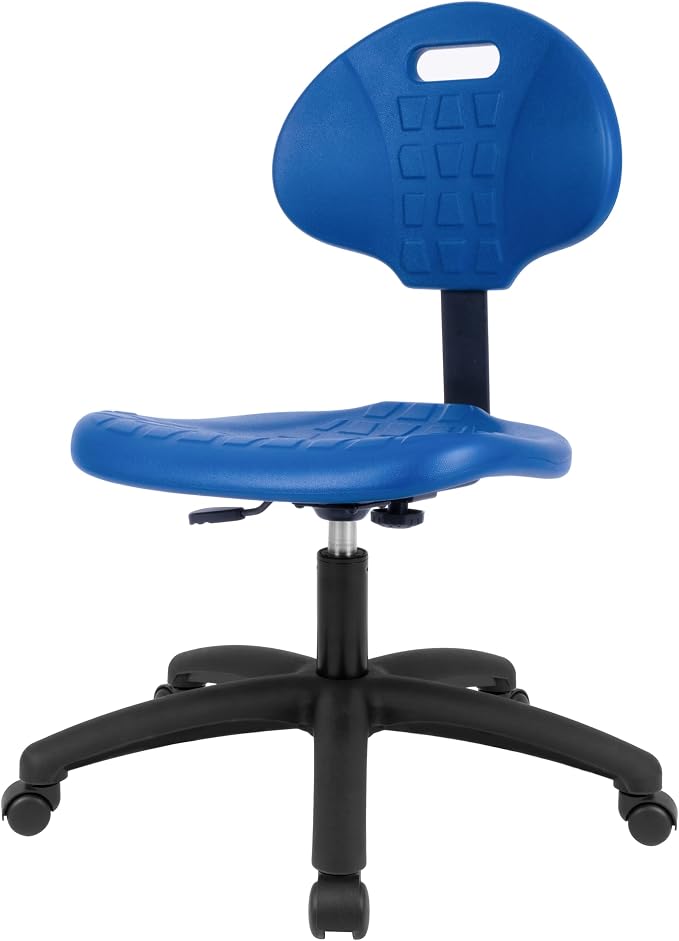 Table Height Chair/Stool-Easy to Clean! Deluxe Ergonomic Polyurethane Chair. 5" of Height Adj (15.5"-20.5") 450 lb Capacity. Automotive, Lab, Garage, Home, Office (Standard, Blue)