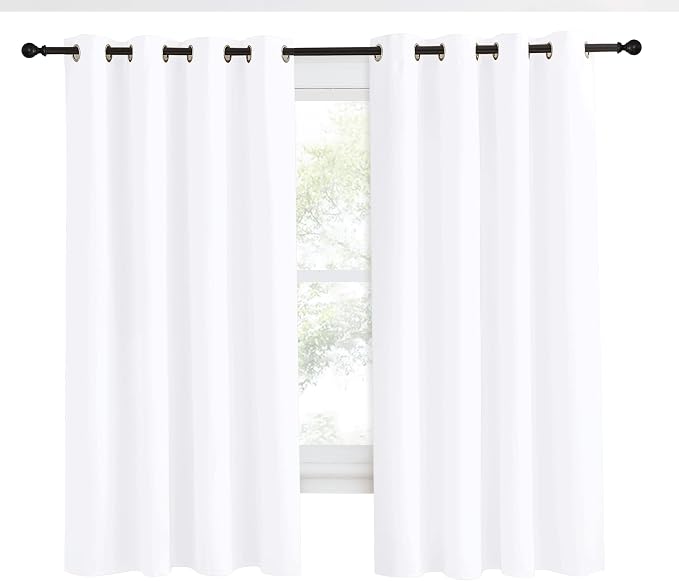 NICETOWN Room Darkening Window Treatment Curtain, Pure White, 1 Panel, 55 by 68, Energy Smart Thermal Insulated Block Out Sunlight Shade & Blind for Bedroom with Grommet Ring Top
