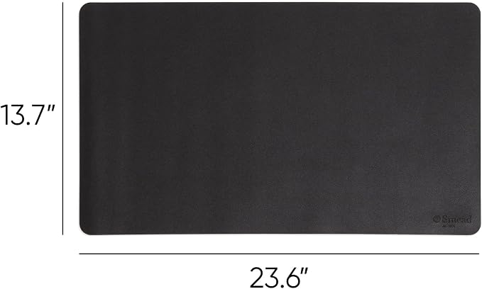 Smead Desk Pad, Vegan Leather Desk Mat with Non-Slip Faux Suede Backing, Perfect Desk Organizer for Office Decor, 23.6” x 13.7” Small, Charcoal (64838)
