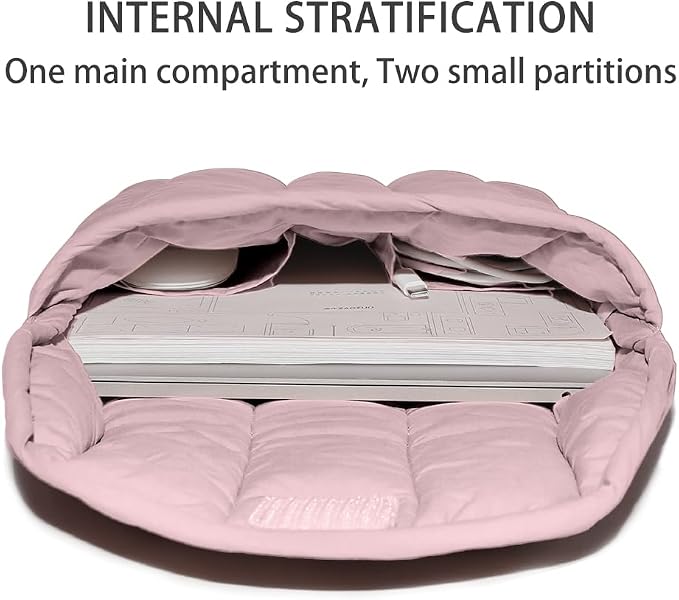 Puffy Laptop Sleeve 13-14 Inch Lilac Pink, Protective Carrying Case for Men and Women, Cute Case Bag Compatible with 13 and 14 Inch Laptops, for MacBook Air M2, Asus/Dell Xps in Cover