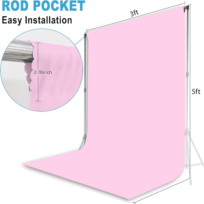Pink Backdrop for Photoshoot Professional Photo Backdrop Background Curtain for Product Photography Portraits Wedding Party Live Streaming Video Recording 3X5 FT