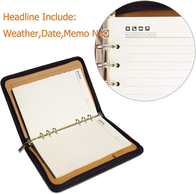 Marte Vanci A5 PU Leather Business Padfolio Notebook Zippered Closure and Interior Professional Interview Resume Document Organizer Brown