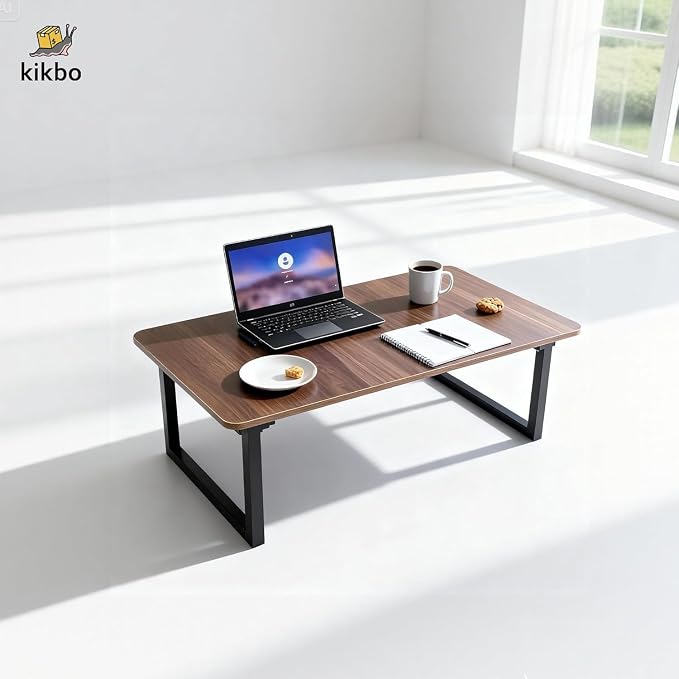 Foldable Floor Desk for Small Spaces, 19.7" Low Sitting Table with Steel Legs, Portable Laptop & Study Table for Bedroom, Dorm, or Coffee Use