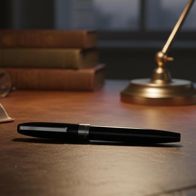 Sheaffer Legacy 9064 Rollerball Pen, Glossy Black Finish with Chrome-Plated Trim, Medium Point, Includes Leather Pouch & Premium Gift Box, Luxury Writing Instrument